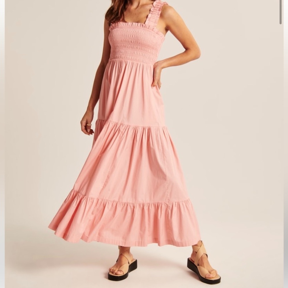 Abercrombie & Fitch Strapless Pink Maxi Dress